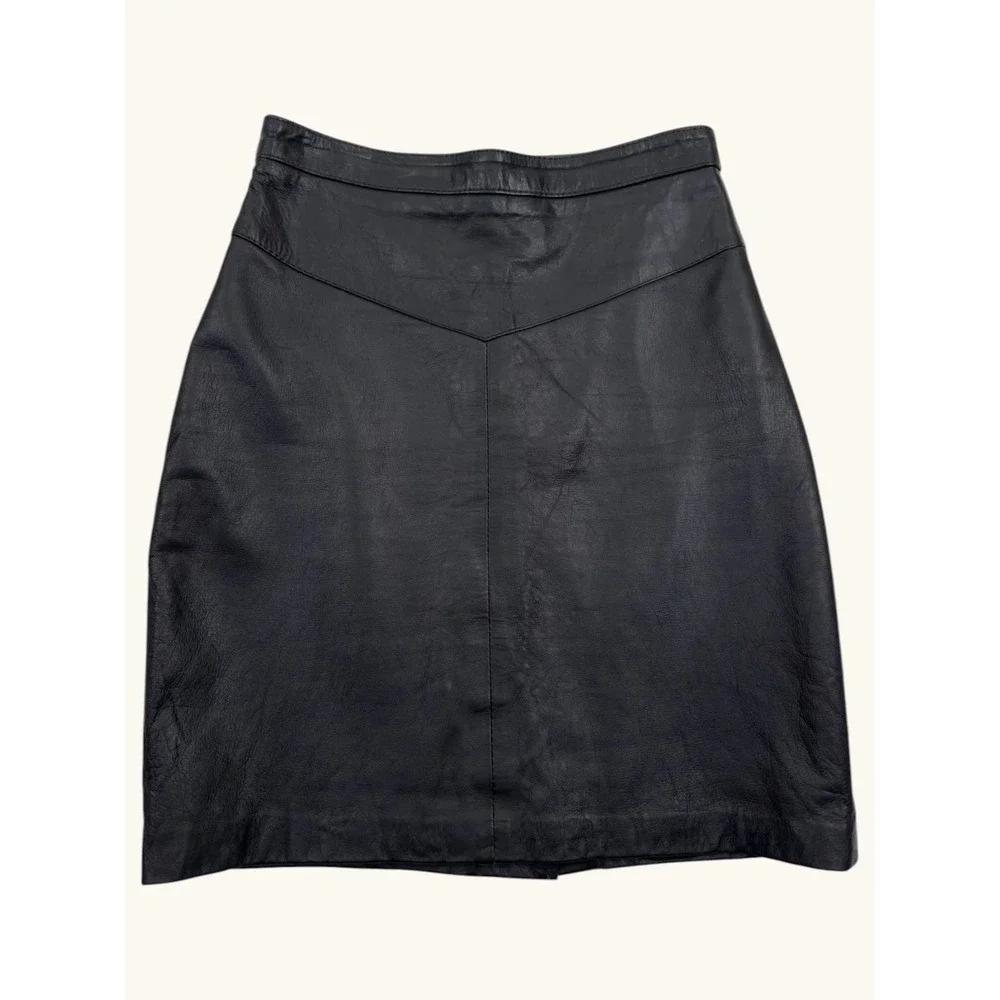 Outerbound by HMS Vintage Black Leather Mini Skirt High Waisted Size 7/8